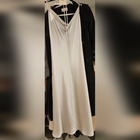 Silk Satin Slip Midi Dress (Light Beige) - NAP Loungewear - Picture 9 of 12